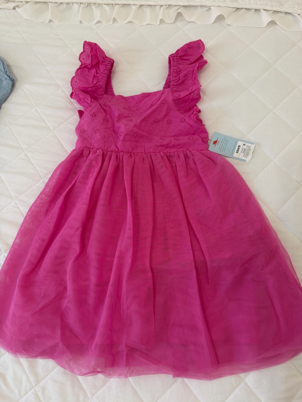 Cat & Jack Hot Pink Eyelet Ruffle Party Dress